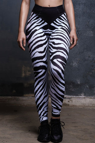 Zebra Print Workout Leggings Close View