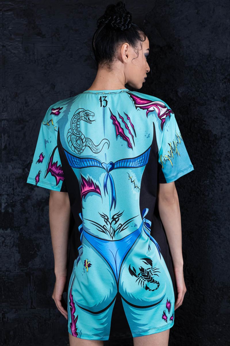 Zombie Babe Oversized Tee Dress Close View