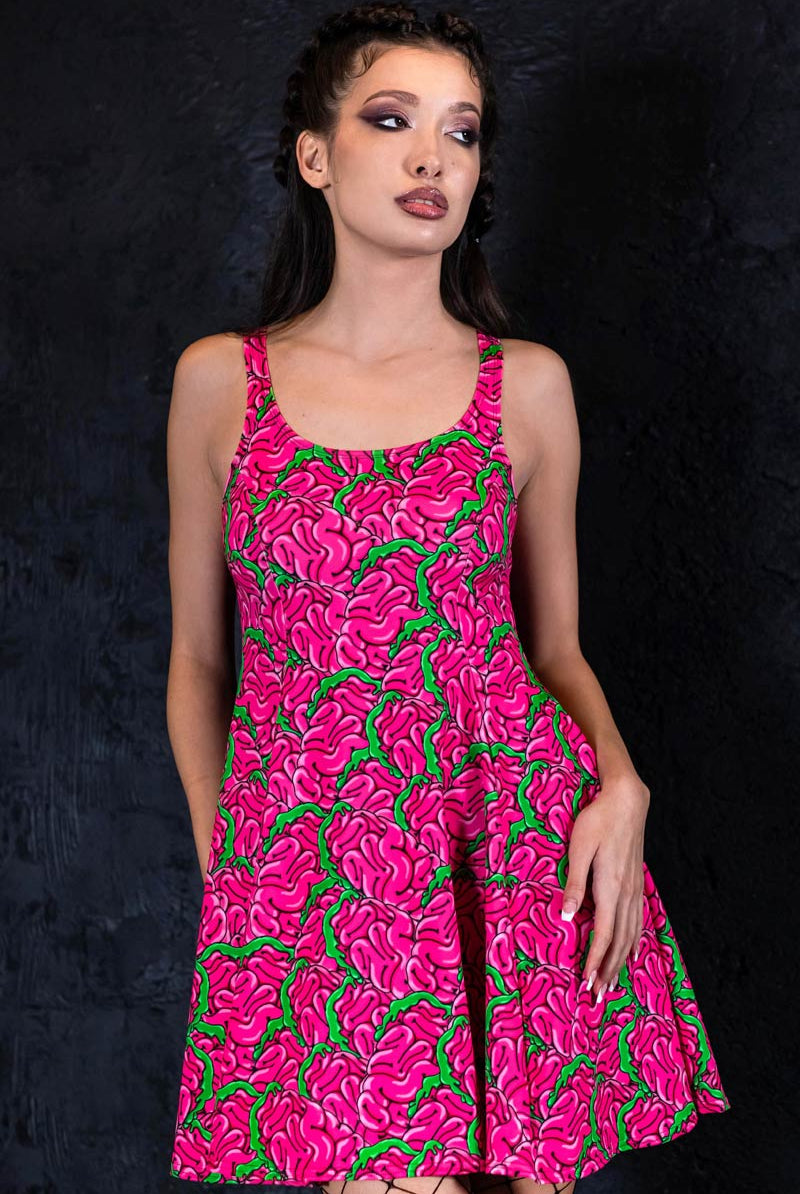 Zombie Brain Skater Dress Close View