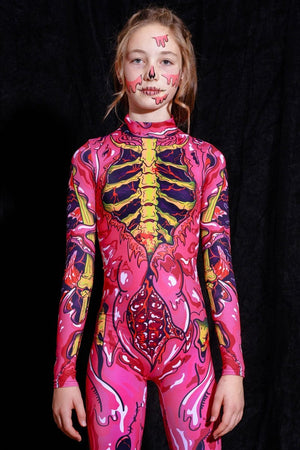 Pink Zombie Girl Costume Close View