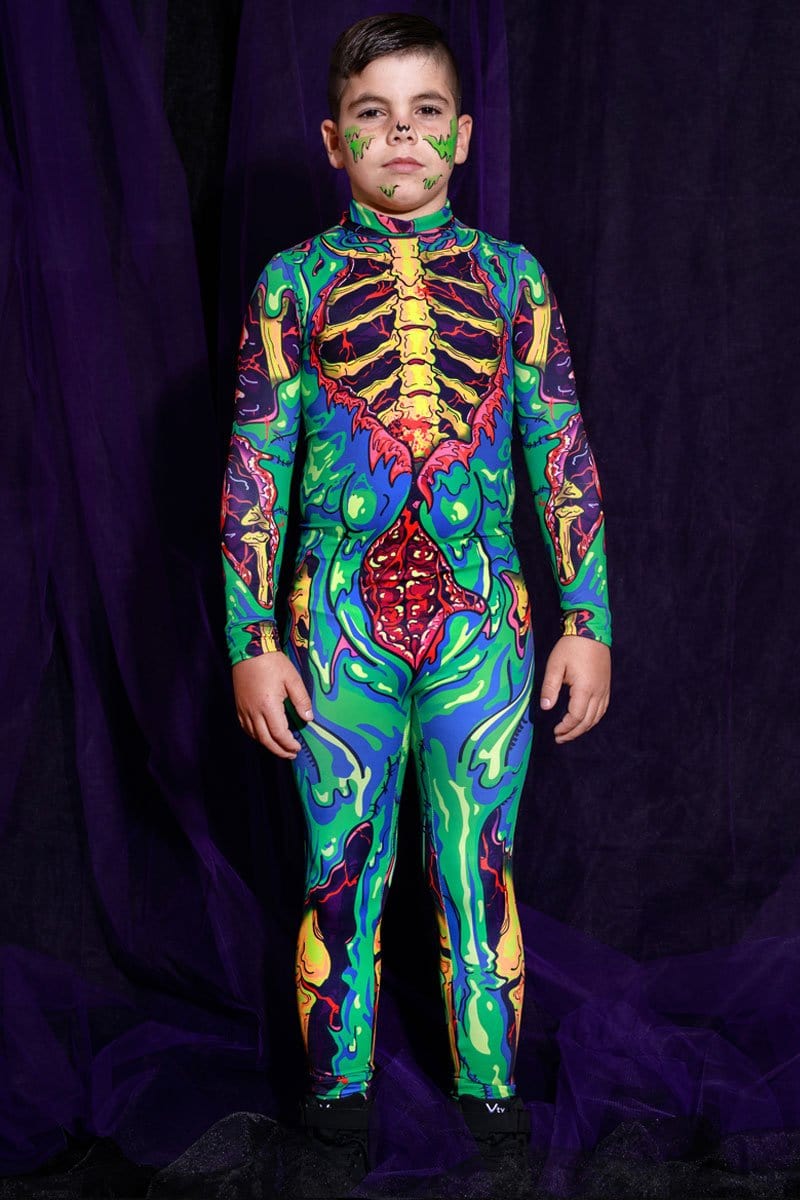 Green Zombie Kids Costume Close View